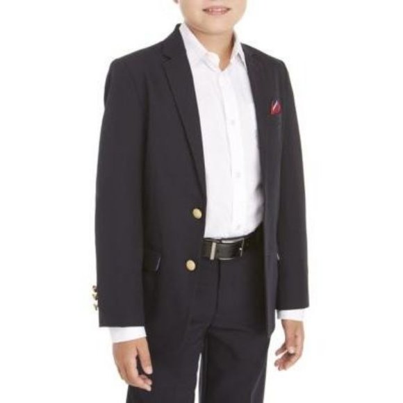 IZOD Boys' Big Brass Button Tretch Extensible Blazer Jacket, Blue Indigo 10 NWT